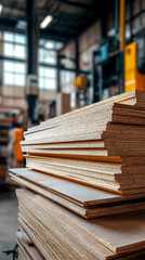 Plywood stack factory storage