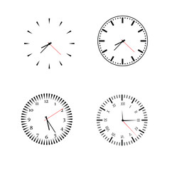 Wall clock face vector illustration set 