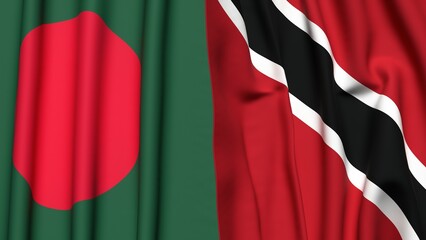 Flags of BANGLADESH and TRINIDAD with realistic cloth texture