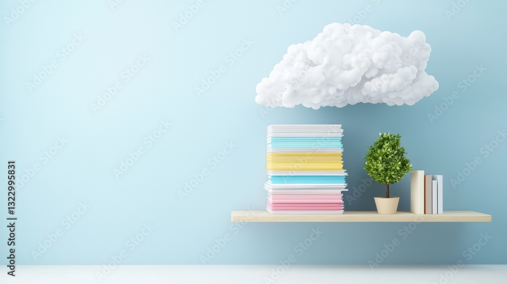 Poster stacks of documents folders: digital file icons arranged neatly on a computer screen, representing c