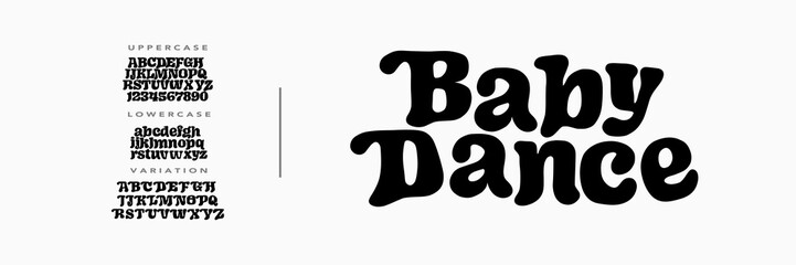 Elegant playful groovy font. Vector bold font for headings, flyer, greeting cards, product packaging, book cover, printed quotes, logotype, apparel design, album covers, Illustration