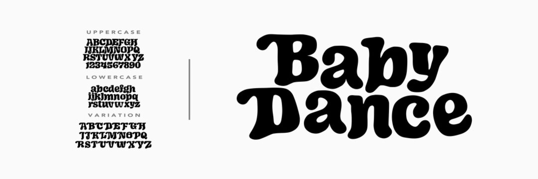 Elegant playful groovy font. Vector bold font for headings, flyer, greeting cards, product packaging, book cover, printed quotes, logotype, apparel design, album covers, Illustration