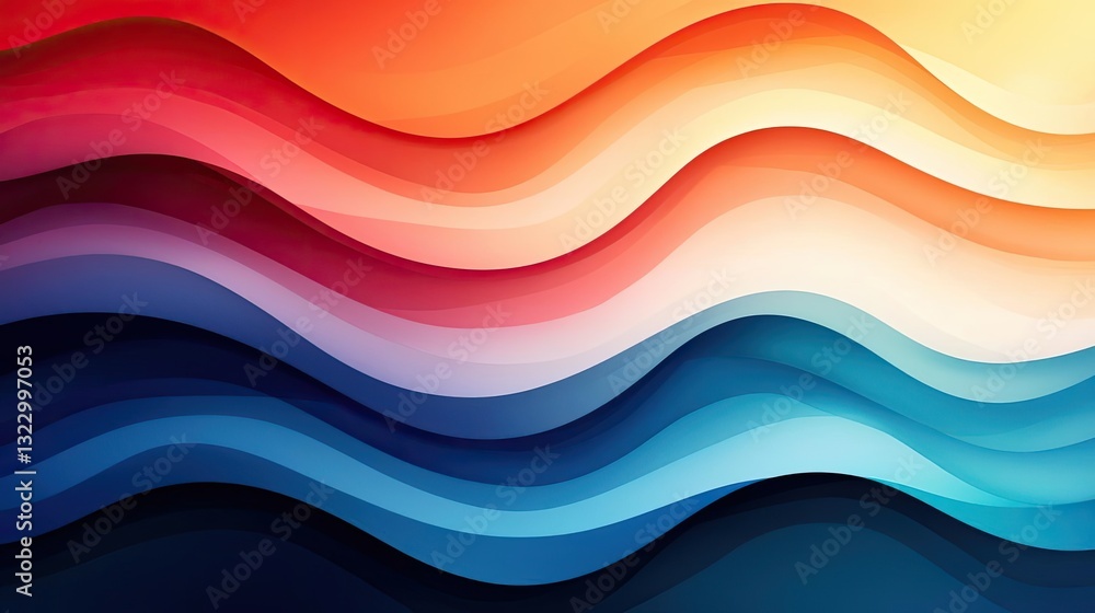 Poster digital watercolor painting abstract background concept. colorful abstract waves creating a vibrant 