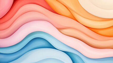 Obraz premium Digital watercolor painting abstract background concept. Colorful abstract waves create a soothing modern artistic texture for digital use.