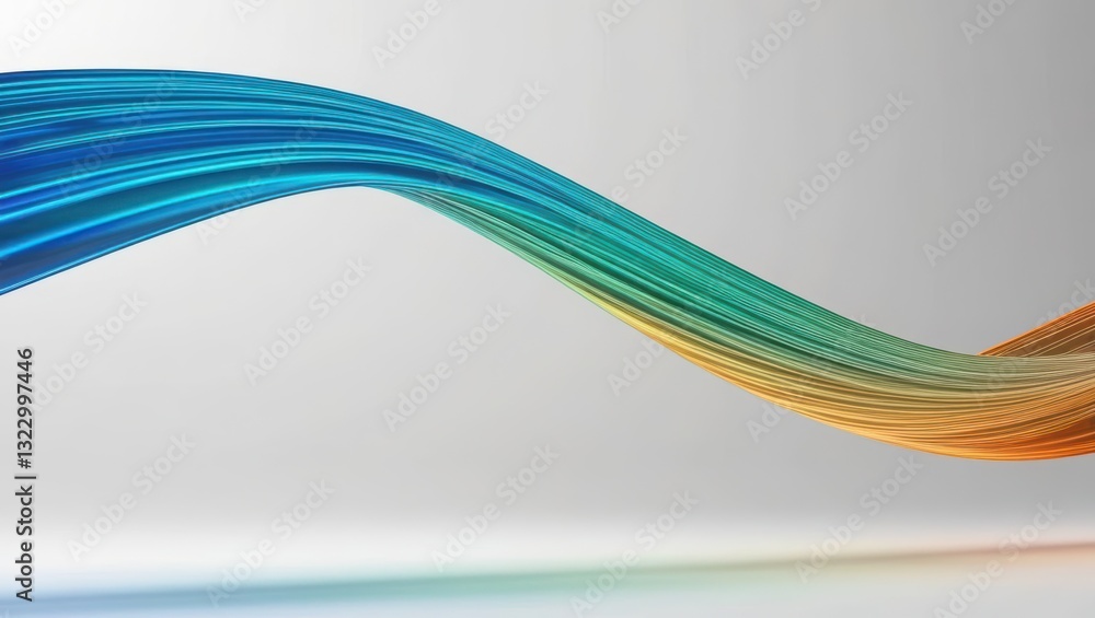 Poster colorful wave of holographic light flowing smoothly with transitioning colors in a futuristic style