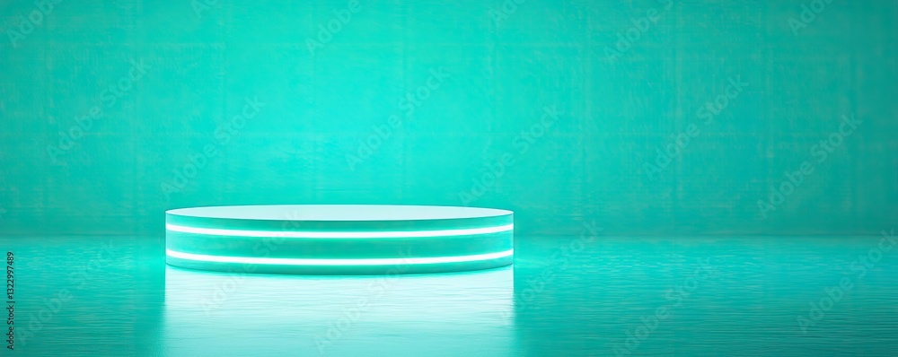 Poster minimalist graphic design abstract background idea. a minimalist glowing podium with a futuristic te