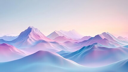 Fototapeta premium Abstract landscape background idea. A serene view of pastel mountains under a soft sunrise, evoking calmness and beauty.