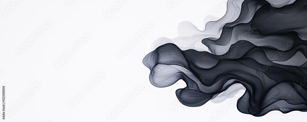 Poster ink illustration abstract background concept. abstract flow of black smoke on a white background, cr