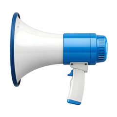 Blue and white megaphone, announcement, loud speaker