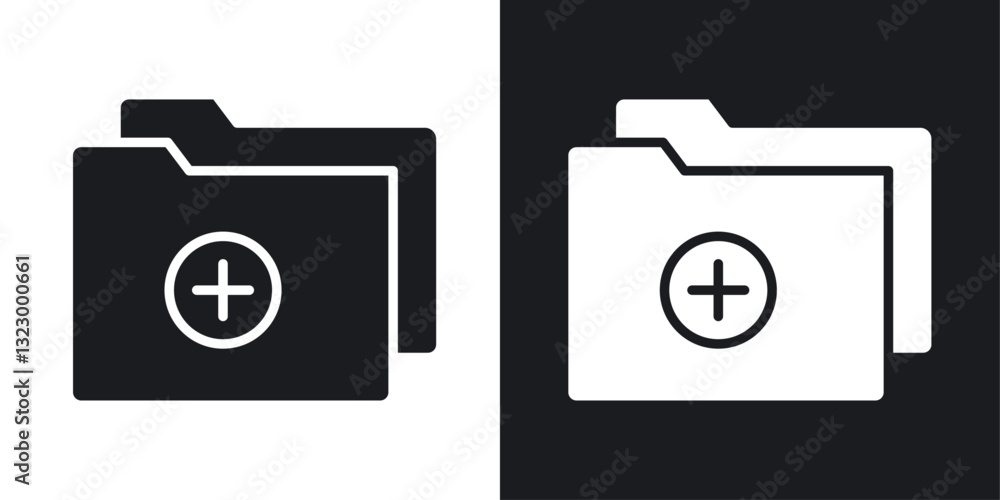 Poster add folder icons pack in solid style
