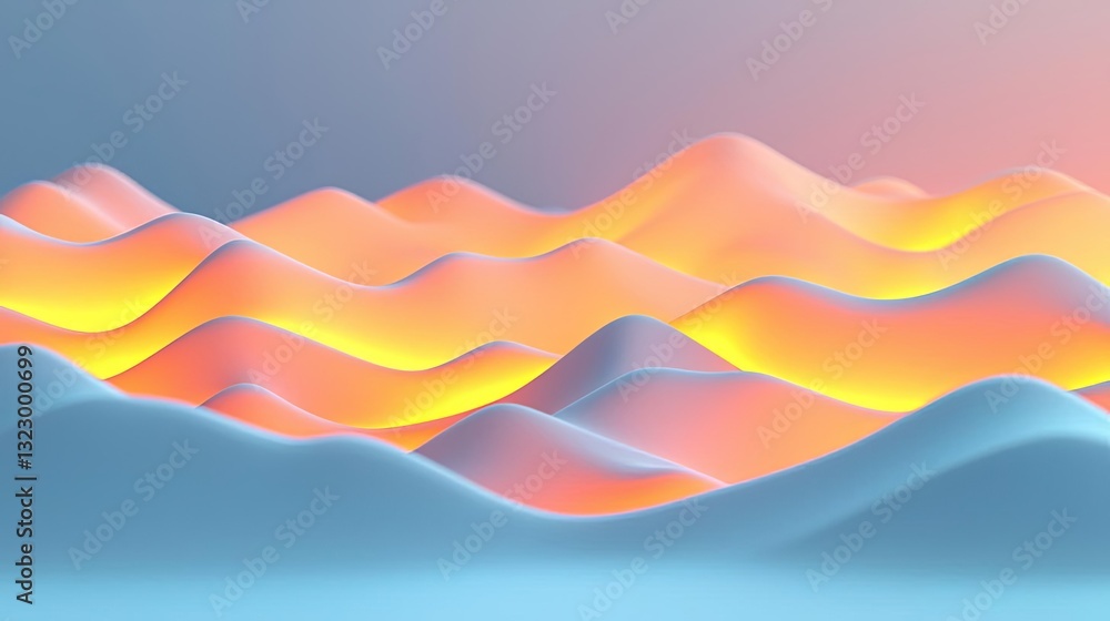 Poster abstract landscape background idea. abstract digital illustration of colorful waves blending in a se