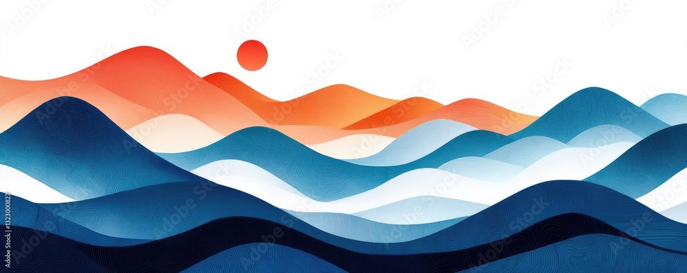 Poster abstract landscape background idea. a vibrant abstract representation of rolling waves and mountains