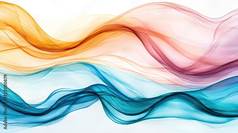 Poster digital watercolor painting abstract background concept. colorful abstract waves creating a dynamic 