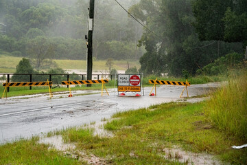 Road closed due to flood water