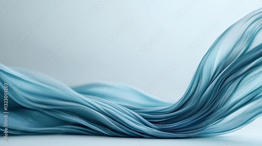 Aufkleber digital watercolor painting abstract background concept. elegant flowing blue fabric creating a sere
