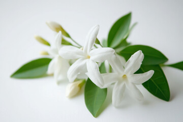 Indian jasmine on white