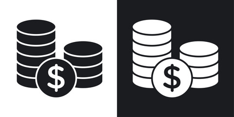 Coins icons pack in solid style