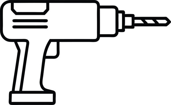 recommend clip art: electric drill machine line art silhouette vector