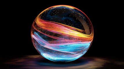 A data stream flowing through a digital tunnel with glowing binary codes.