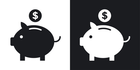 Piggy bank icons pack in solid style