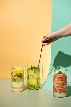 Refreshing citrus fruit infused water drinks