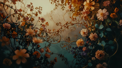 Floral Embellished Art Nouveau Pattern