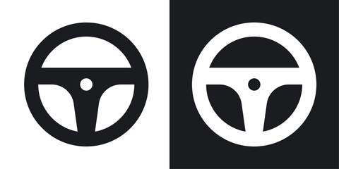 Steering wheel icons pack in solid style © Abstractor