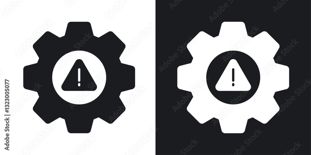 Poster technical warning icons pack in solid style