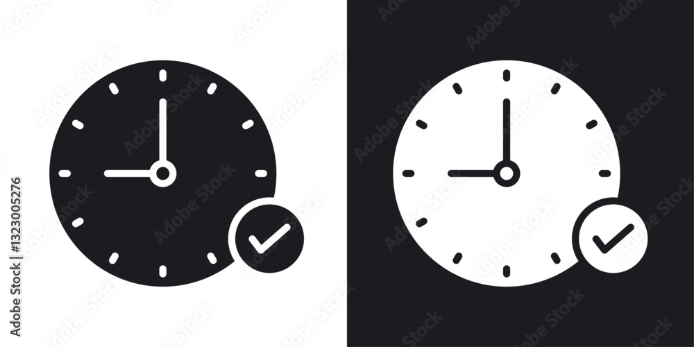 Poster time check icons pack in solid style