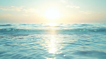 Obraz premium Seascape abstract background concept. A serene ocean view at sunrise, reflecting light and tranquility on the water surface.
