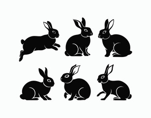 Sweet Bunny Silhouette Collection Vector Template