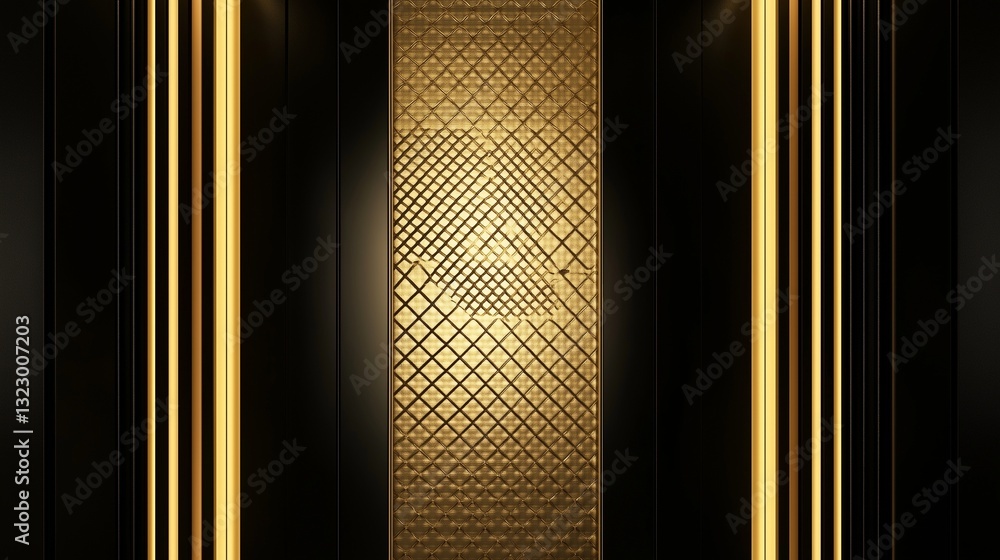 Aufkleber a luxurious modern background featuring a central textured panel with a fine gold lattice pattern, f