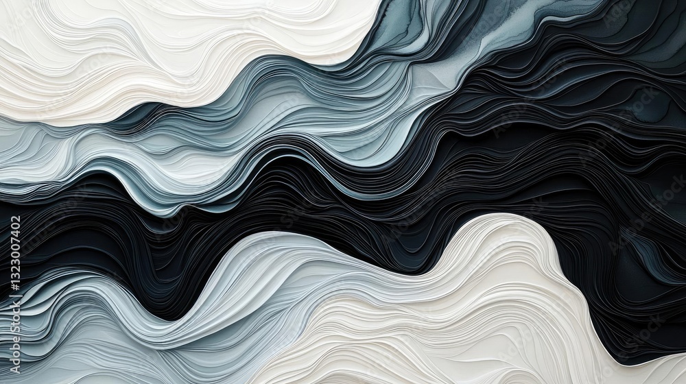 Aufkleber ink illustration abstract background concept. an abstract composition featuring flowing lines in mon