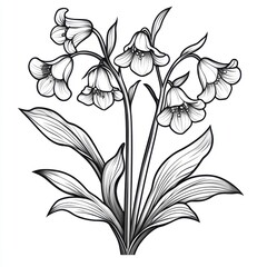 Obraz premium Bluebell flowers and car in nature simple coloring page tranquil environment artistic perspective