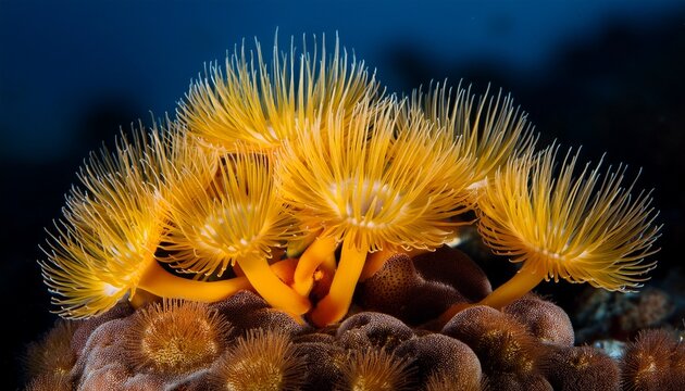 yellow ascidian tunicate sea squirt colony