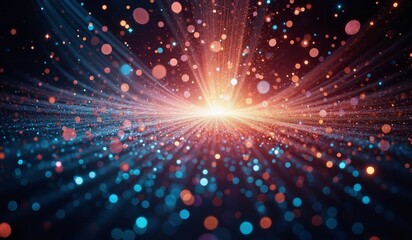 Obraz premium Vibrant abstract background featuring dynamic swoosh design intertwined with sparkling glitter and ethereal stardust creating a sense of movement and wonder.