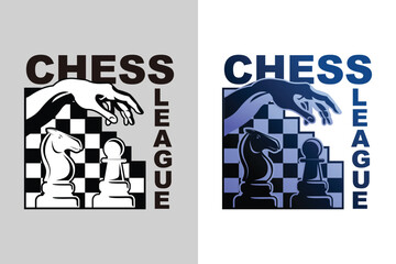 Chess Logo Symbol Silhouette Black and White Gradient Vector Badge