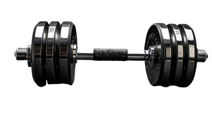 Naklejka premium Metal dumbbell isolated on transparent background. Generative Ai.