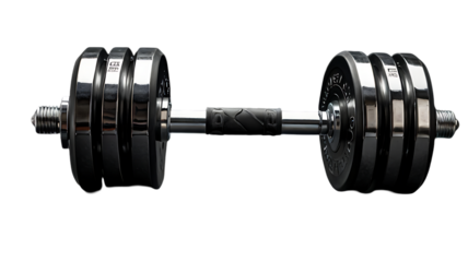 Metal dumbbell isolated on transparent background. Generative Ai.