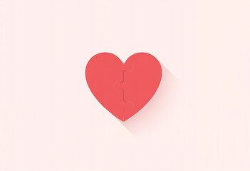 Red heart-shaped paper puzzle, symbolizing connection and partnership. Perfect setting to celebrate Couple Appreciation Month and moments of togetherness illustration