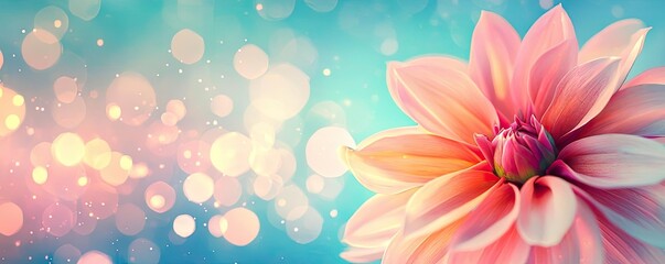 Obraz premium Floral illustration abstract background idea. A vibrant flower in soft focus with colorful bokeh background, symbolizing beauty and nature.