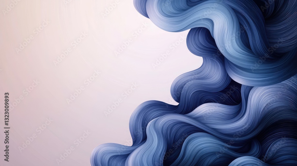 Poster ink illustration abstract background concept. an abstract blue wave pattern creating a calm, fluid a