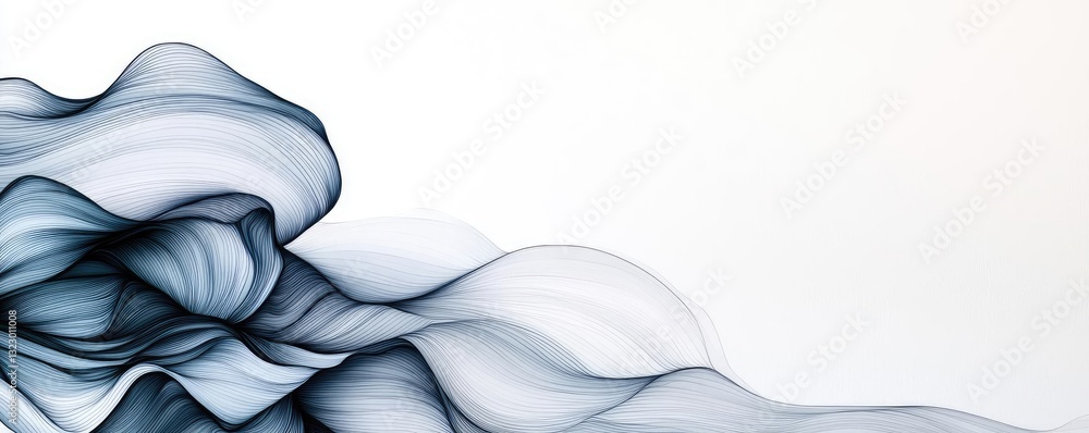 Poster ink illustration abstract background concept. abstract wave pattern in shades of blue flowing across