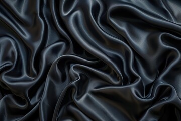 Obraz premium Luxurious black silk fabric with smooth folds and elegant texture