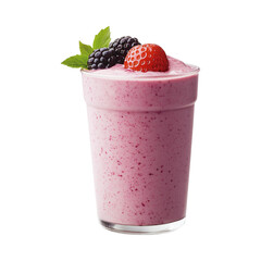 Creamy smoothie with berries and mint in glass cup