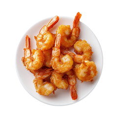Crispy tempura shrimp served on white plate, perfect for sharing