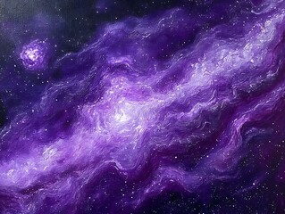Fototapeta premium Purple and black abstract background waves illustration, galaxy theme fantasy design
