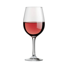 Elegant wine glass filled with red wine on white background