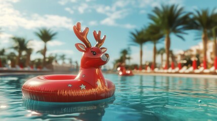 Reindeer Pool Float in Tropical Paradise