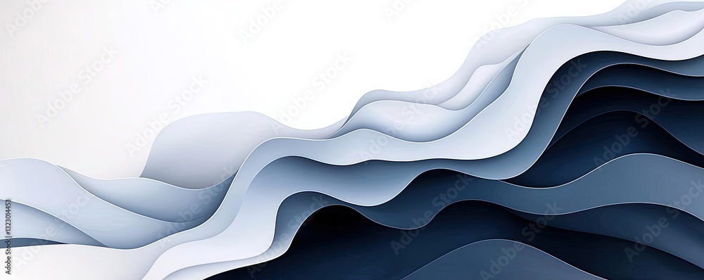 Poster ink illustration abstract background concept. abstract wavy patterns in shades of blue and white cre